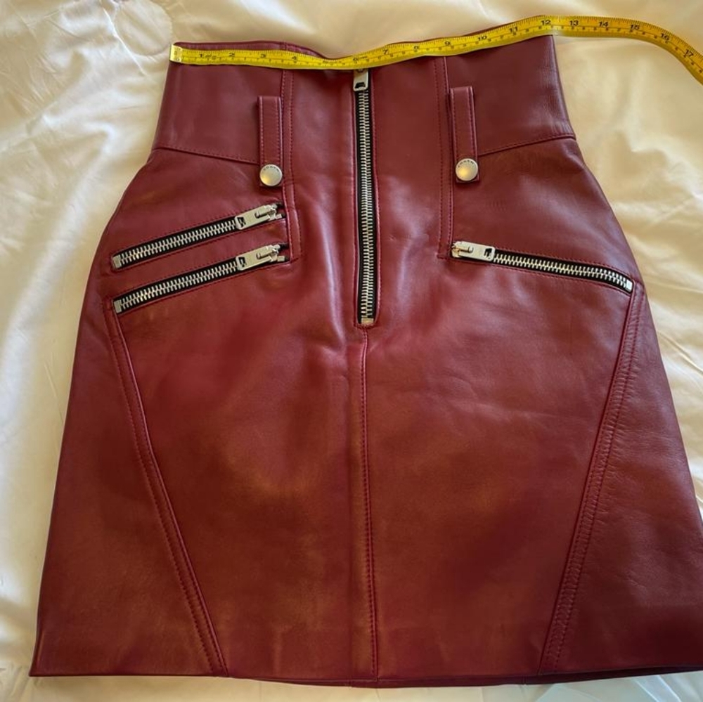 COACH High Waisted Lambskin Moto Skirt - Picture 4 of 11